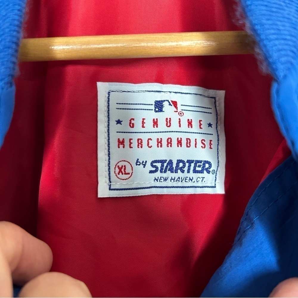 Vtg Starter X Texas Rangers Bomber Jacket Size XL Baseball 1990’s Blue - Picture 2 of 8